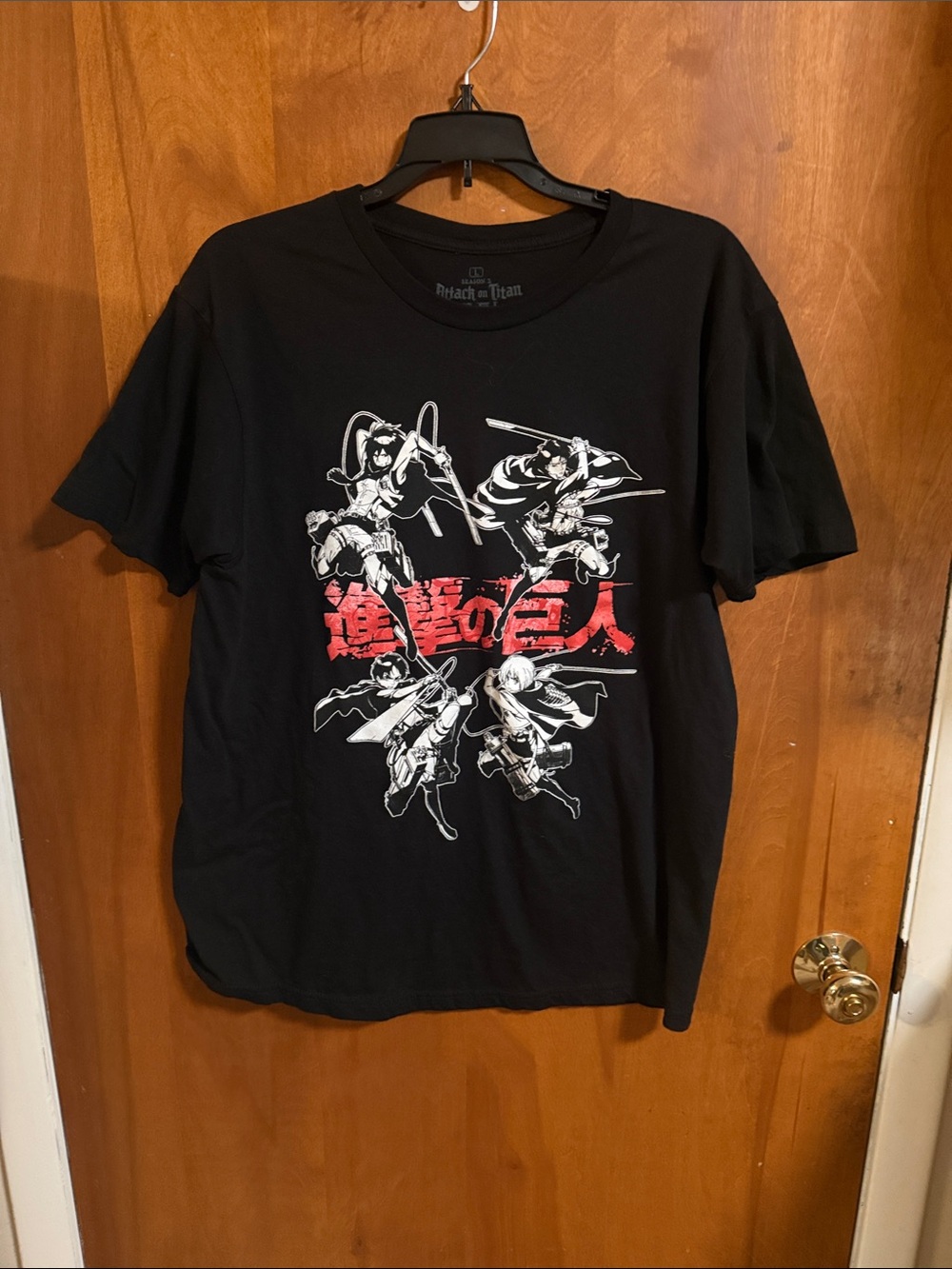 Ripple Junction Black Short-Sleeve Graphic Tee with Red and White Print